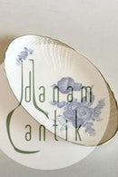 Royal Copenhagen Blå Blomst Svejfet med Guld Lille aflangt Fad No. 1689