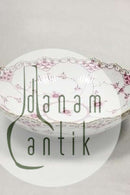 Royal Copenhagen Blue Fluted Red Ruby/Pink with Gold Edge Full Lace Low Bowl No 2/1018