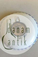 Royal Copenhagen Blue Fluted Full Lace Candle Drip Cup with 2-Crown coin with Princess Margrethe, 1958. No 1009