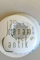 Königlich Kopenhagen Blauer geriffelter Kerzenhalter mit montierter 2-Kronen-Münze mit dem schwedischen König Gustaf V&