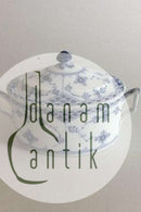 Royal Copenhagen Blaue kannelierte Halbmond-Zuckerdose Nr. 685