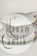 Royal Copenhagen Blue Fluted Red Ruby/Pink with Gold Edge Half Lace Sauce Boat No 2/587