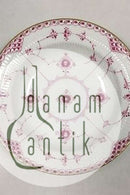 Royal Copenhagen Blue Fluted Red Ruby/Pink with Gold Edge Half Lace Dessert Plate No 2/566