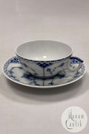 Royal Copenhagen Blue Fluted Half Lace Tea Cup and Saucer No. 525