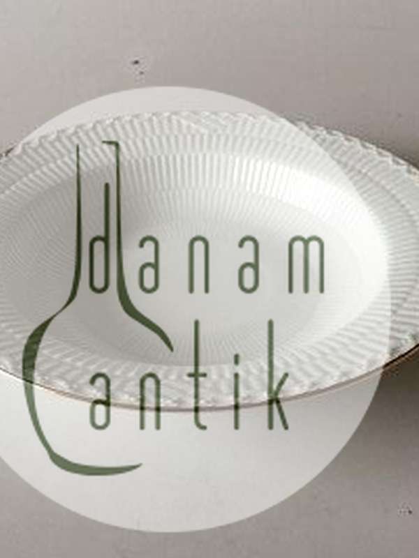 Royal Copenhagen Tradition Hvid Halvblonde m. Guldkant Dyb Tallerken No 566