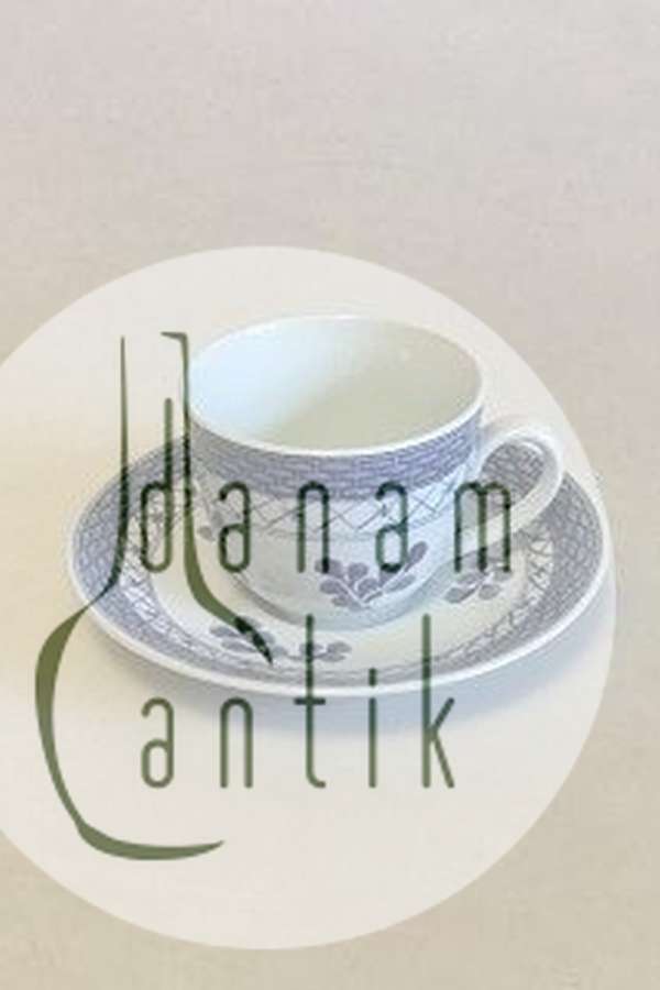 Royal Copenhagen Blå Tranquebar Mokkakop med underkop No 2124