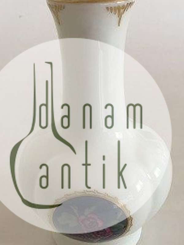 Royal Copenhagen Vase No 1981/1557 med Guldkant og Blomstermotiv