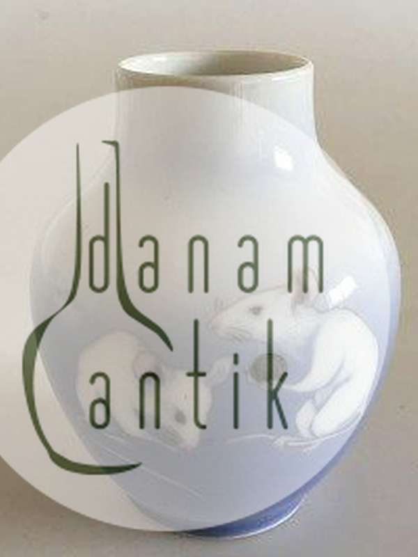 Royal Copenhagen Art Nouveau Vase Med Hvide Mus No 70/45A