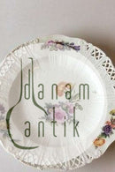 Royal Copenhagen Saksisk Blomst Middags-/Frugttallerken i luksusmodel med gennembrudt kant.