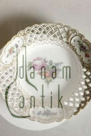 Royal Copenhagen Fuld Saksisk blomst. Tallerken med gennembrudt blondekant.