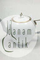 Royal Copenhagen Hvid procelæn med guldkant Thekande No 1275/9103