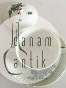 Royal Copenhagen Green Flower Curved Bouillon Cup, lid and saucer No 110/1552