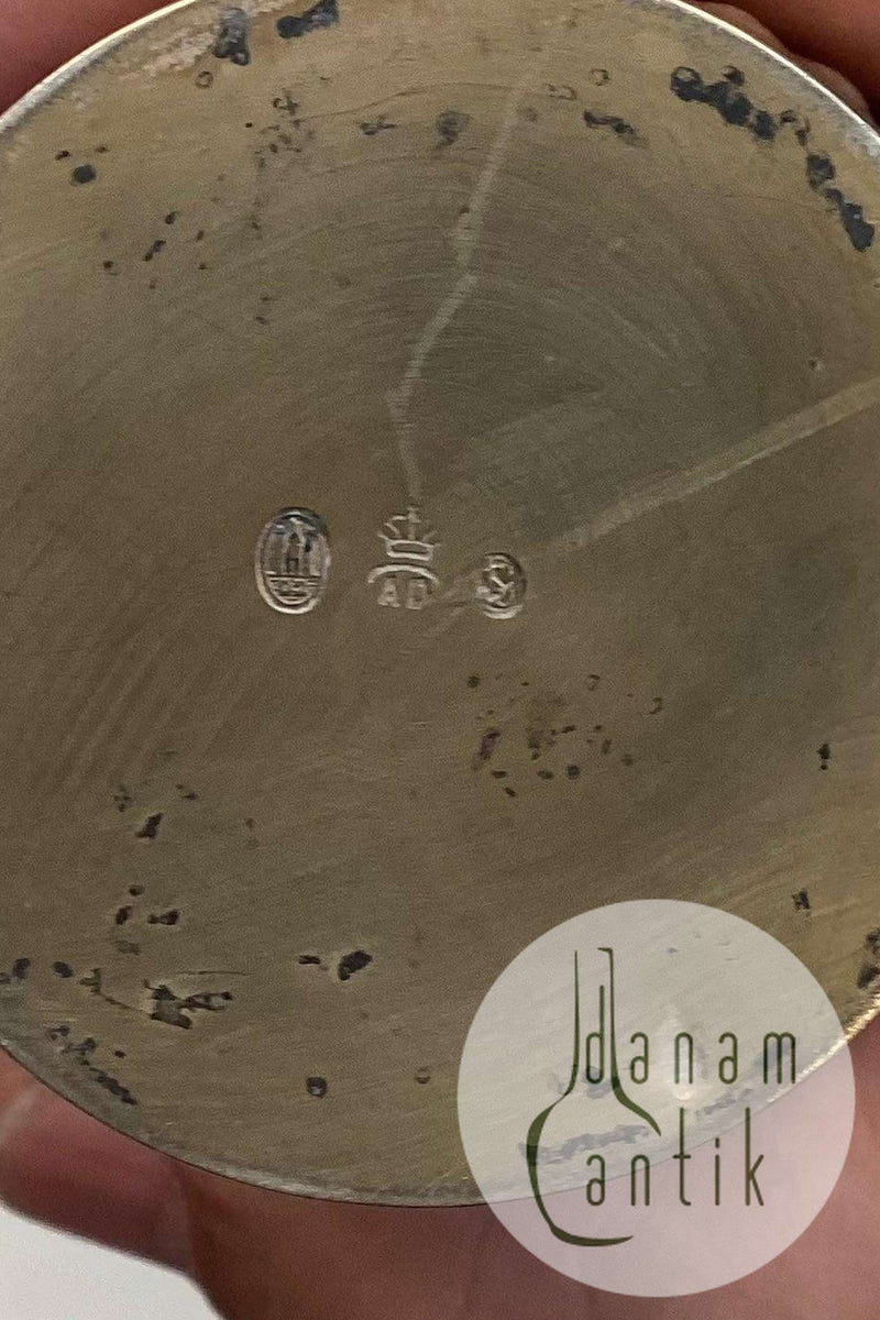 Bing & Grøndahl/Royal Copenhagen Blå vase med Sølv Montering med fisk fra Dragsted Sølvsmedie