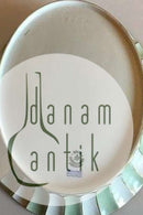 Royal Copenhagen  Oval kanneleret skål Stel med grøn dekoration med guld på form 507(Herregaard)