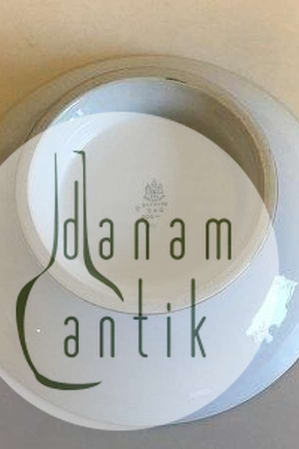 Bing & Grøndahl Måge med guld Kagefad på fod No 206