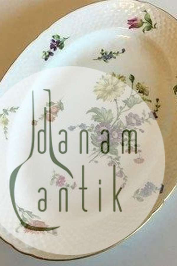 Bing & Grøndahl Saksisk Blomst, Håndmalet Stort Ovalt fad