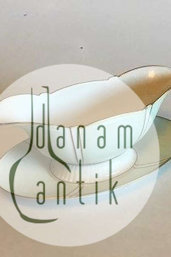 Bing og Grøndahl Sovseskål Stel med grøn dekoration med guld på form 507(Herregaard)