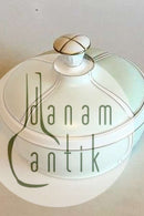 Bing & Grøndahl Rund Terrin med låg Stel med grøn dekoration med guld på form 507(Herregaard)