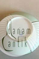 Royal Copenhagen Skål No 3420 Stel med grøn dekoration med guld på form 507(Herregaard) Skål No 3420