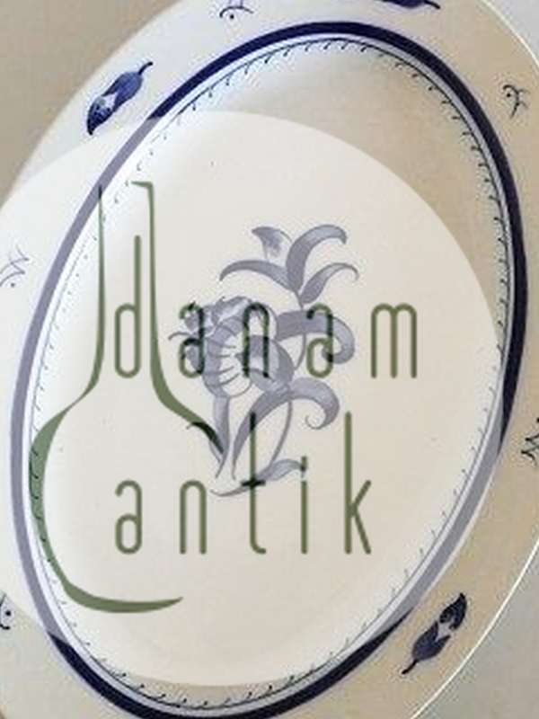 Bing & Grøndahl Jubilæumsstel / Blå Nellike Stort Ovalt Fad