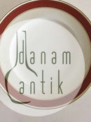 Bing Grondahl Egmont晚餐盘（25号），白色，酒红色边缘，金色线条