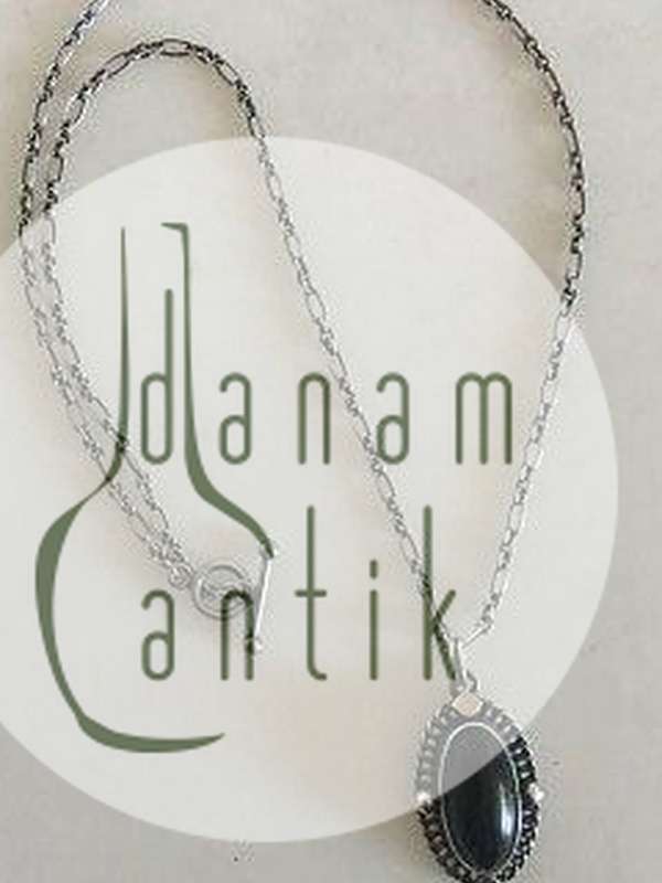 Georg Jensen Sterling Sølv 2004 Års Halskæde med Sort Onyx