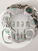 Georg Jensen Sterling Sølv Armbånd med Grønne Sten No 36