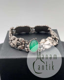 Georg Jensen Sterling Sølv Armbånd med grøn sten No 13