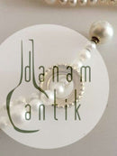 Georg Jensen Collier med Hvide Ferskvandskulturperler og Guldlukning