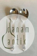 Georg Jensen Sterling Sølv og Rustfrit Stål Lille Salatsæt Konge No 134