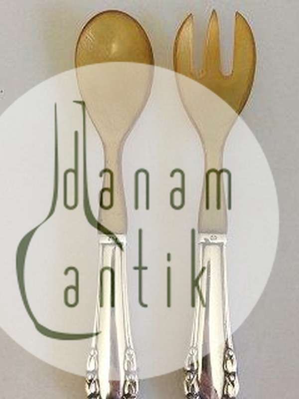 Georg Jensen Maiglöckchen Sterlingsilber Salatbesteck mit Horn Nr. 108