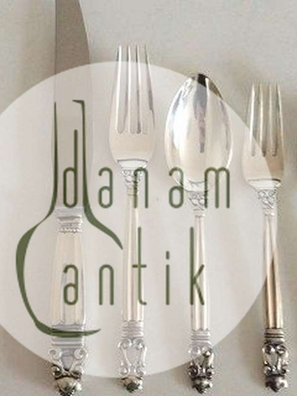 Georg Jensen King Sterling Silber Besteck Set 56 Teile mit alten Briefmarken