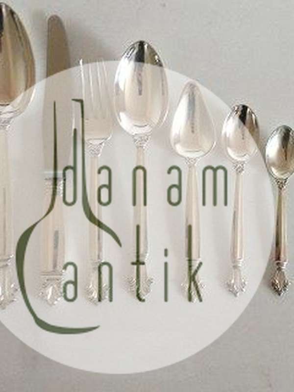 Georg Jensen Sterling Silber Besteck Queen 54 Stück mit alten Briefmarken