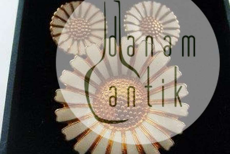 玛格丽特/玛格丽特纯银/珐琅质胸针和耳夹