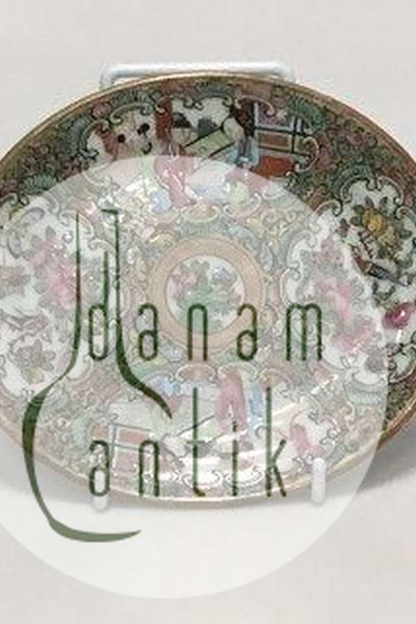 Kinesisk canton porcelæn (gold & green) ovalt fad.