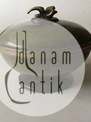 Ægte Ildfast Bronze Skål med Låg pyntet med en Lille Fugl