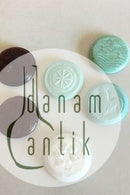 6 gamle hinkesten af farvet glas