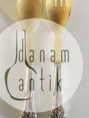 Fransk Lilje Salatbestik i Sølv og Horn O.V. Mogensen