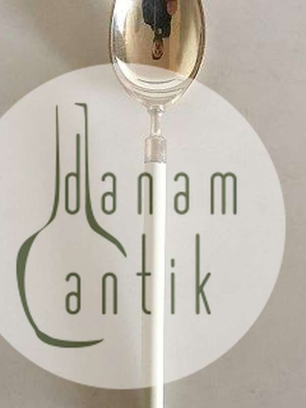 Hans Hansen Amalie Sølv Dessertske med Hvidt Emalje Håndtag