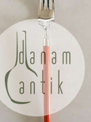 Hans Hansen Amalie Spisegaffel i Sølv med Orange Emalje Håndtag