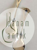 To Mogens Ballin Sølv Skeer Prydet med Blå Sten