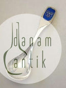 Dyb Barneske i Sterling Sølv med monogram og blå emalje W.S. Sørensen