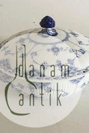 Royal Copenhagen Blaue geriffelte runde Terrine mit Deckel Nr. 658