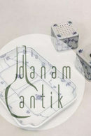 Frühes Royal Copenhagen Blue Fluted Antique Inkpot bestehend aus Tablett und Behälter für Tinte und Sand