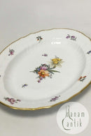 Royal Copenhagen Fuld Saksisk Blomst Ovalt fad No 1555