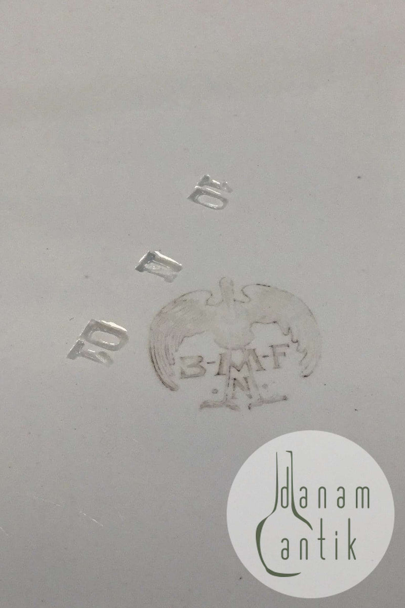 德国Bayerische Metall Fabrik BMF公司，带金属边缘的蓝色彩绘瓷器托盘