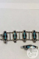 John Rørvig Sterling Sølv Emalje Armbånd og Øreklips