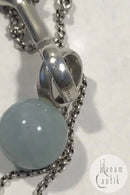 Georg Jensen Sterling Sølv Sphere Halskæde med vedhæng med lyseblå sten
