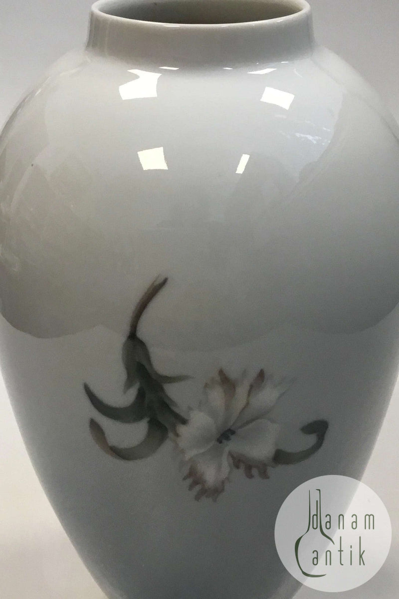 Royal Copenhagen Vase No 2660/1099 med Rødbrune og Hvide Blomster