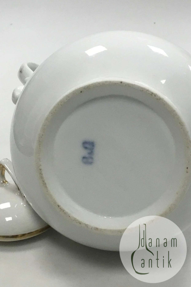 Bing & Grøndahl Hvid porcelænskaffekande med blomsterdekoration og guld. Måler 22 cm(8 21/32 in.)